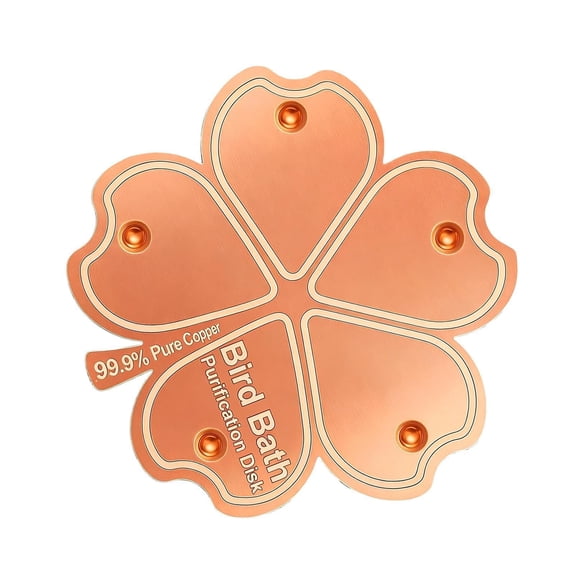 Copper Bird Bath Disk, Flower-Shaped Copper Bird Bath Water Purifier, Purification Panel Weatherproof, Ion Bird-Bath Cleaner, Self-Cleaning Design Keeps Water Fresh Year-Round Courtyard Patio