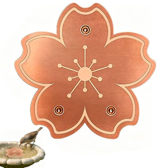 Copper Bird Bath Disk, Flower Shaped Garden Bird Bath Accessory, Decorative Copper Plate for Outdoor Bird Baths, Fountains, Bird Bowls and Water Features