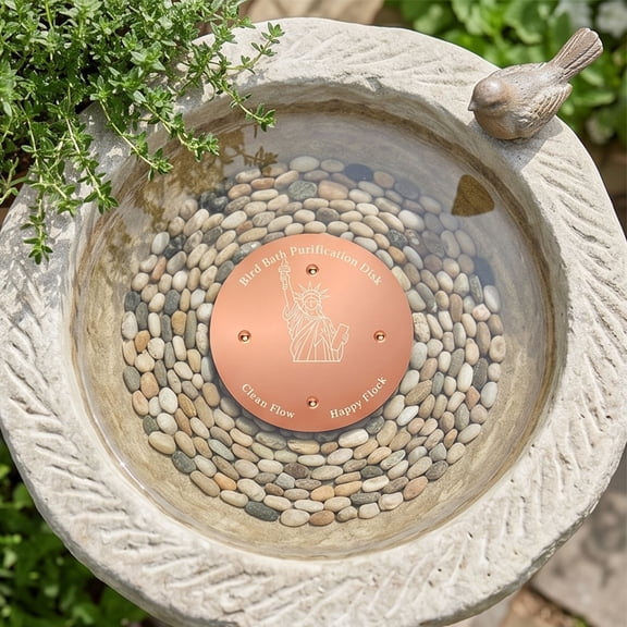 Copper Bird Bath Disk Water Purifier Cleaner Non-Slip for Outdoor Birdbaths,D