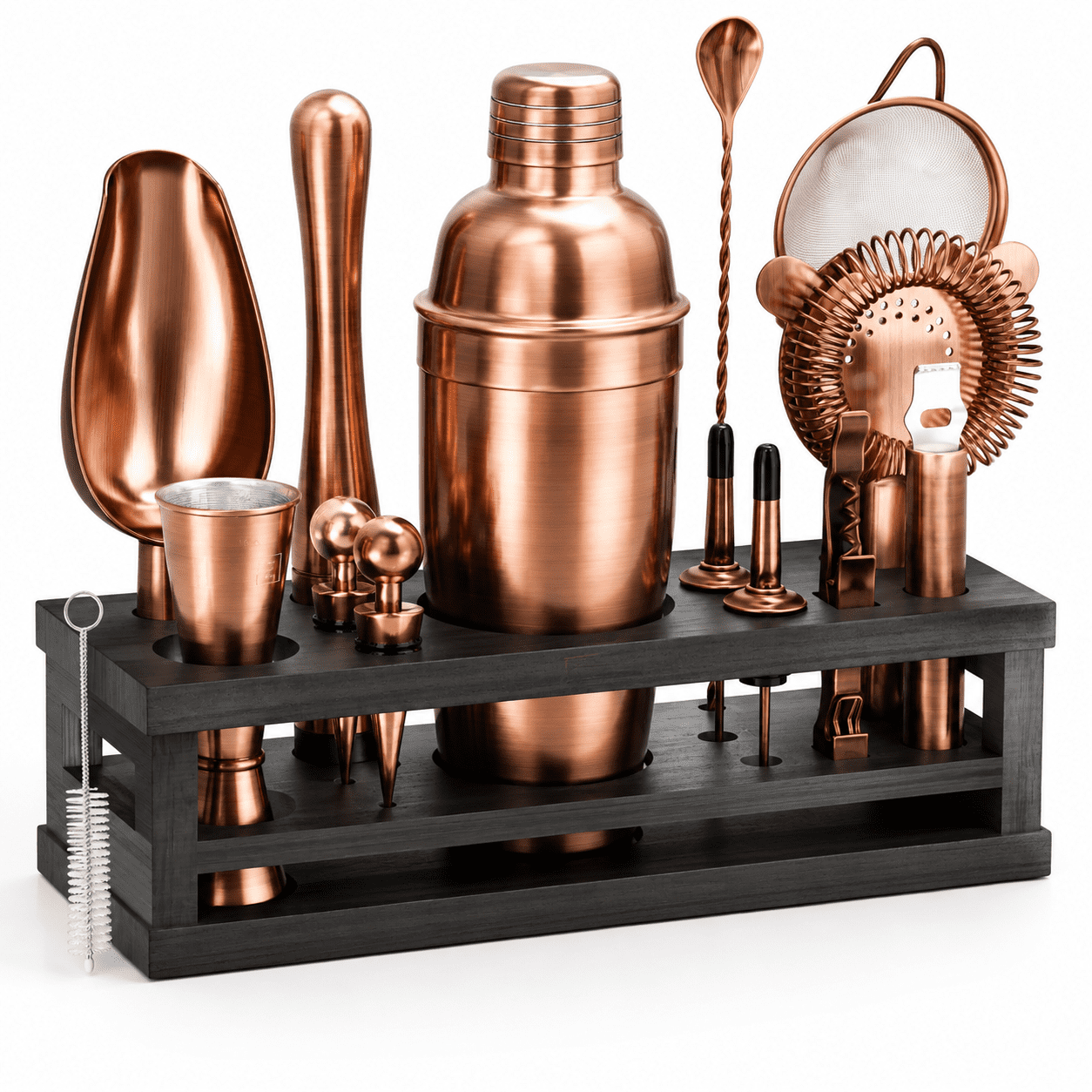 Cubler Copper/Black 24oz Cobbler Shaker 16-Piece Cocktail Shaker Mixology ...