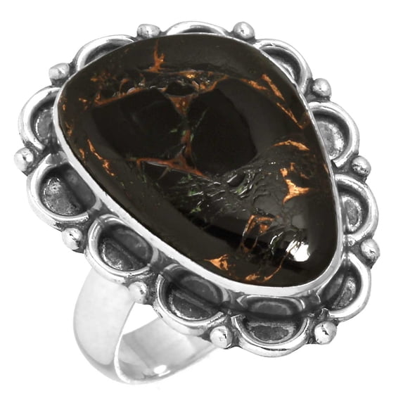Copper Black Onyx Ring 925 Sterling Silver Women Jewelry