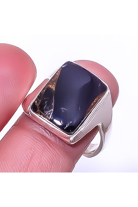 Copper Black Turquoise - Arizona 925 Sterling Silver Ring s.9.5 R7521-17 A352, Christmas Gift, Gemstone Silver Jewelry, Turquoise Ring, New Year Sale