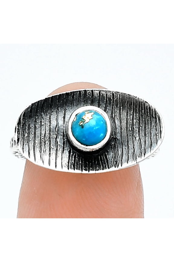 Copper Blue Turquoise - Arizona 925 Sterling Silver Ring s.6 Jewelry R-1573 SDR244244