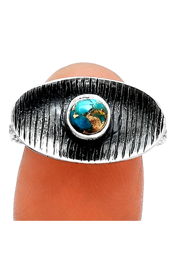 Copper Blue Turquoise - Arizona 925 Sterling Silver Ring s.7 Jewelry R-1573 SDR244198