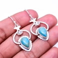 thumbnail image 1 of Copper Blue Turquoise Designer Handmade 925 Sterling Silver Earring 1.72" E39, Gemstone Silver Jewelry, New Year Sale, Valentin's Day Gift, 1 of 2