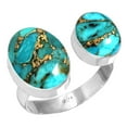 thumbnail image 1 of Copper Blue Turquoise Ring 925 Sterling Silver Handmade Jewelry, 1 of 6