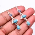 thumbnail image 1 of Copper Blue Turquoise & Tanzanite Multi Collet 925 Silver Plated Earring 2.03", Blue Copper Blue Turquoise Earring E_8046_353_20, 1 of 2