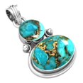 thumbnail image 1 of Copper Blue Turquoise Women Jewelry 925 Sterling Silver Pendant, 1 of 8