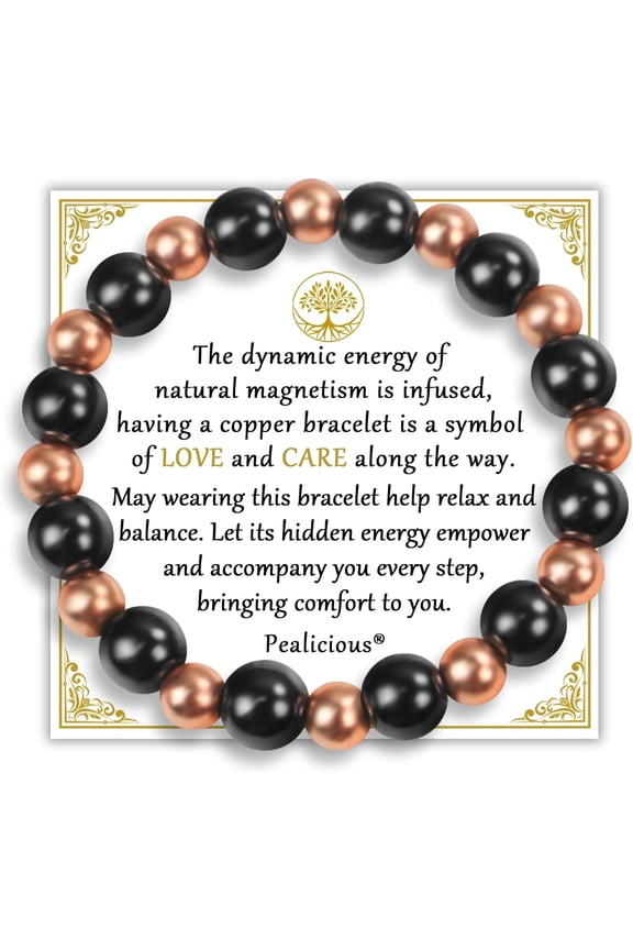 Copper Bracelet for Men Magnetic Bracelets as Boyfriend Gifts, 99.9% Pure Copper Jewelry with 3800 Gauss Magnets, Weighted Bracelet for Men Beaded Bracelets Pulsera De Cobre Para Hombres