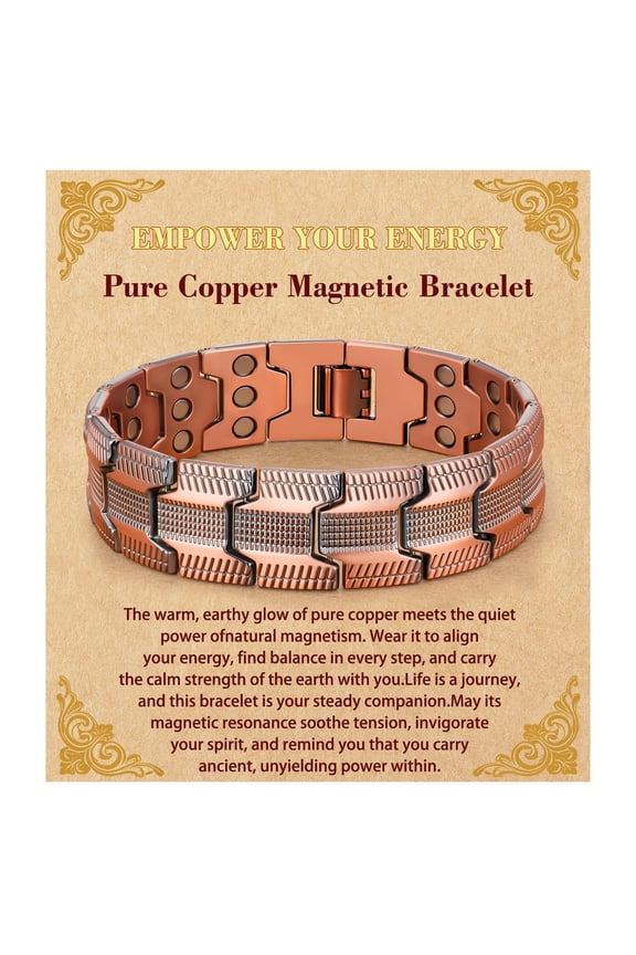 Copper Bracelet for Men Pure Copper Magnetic Bracelets for Mens Handmade Adjustable Bracelet With 3-Row Powerful Magnets Jewelry Gifts For Men With Sizing Tools