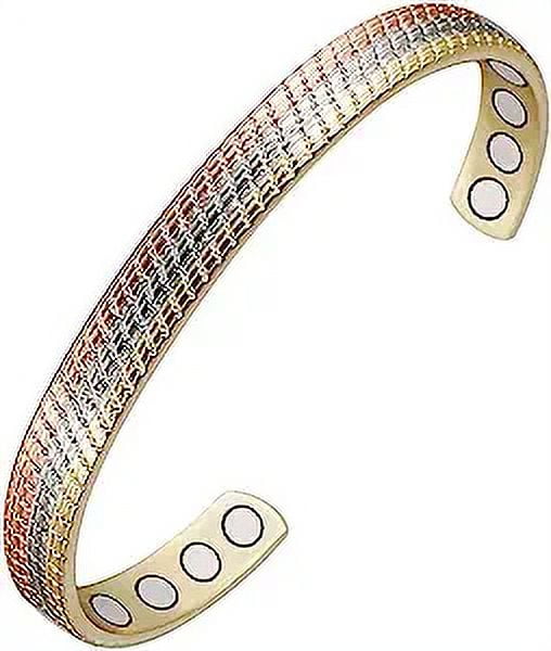 Copper Bracelet for Women, 6.5'' Three-Color Gold Adjustable Magnetic Bracelet, Fashion Health Jewelry