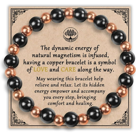 Copper Bracelets for Women Magnetic Bracelet, Copper Jewelry with 3800 Gauss Magnets, Birthday Gifts for Her Stretch Bead Braclets Pulseras Para Mujer