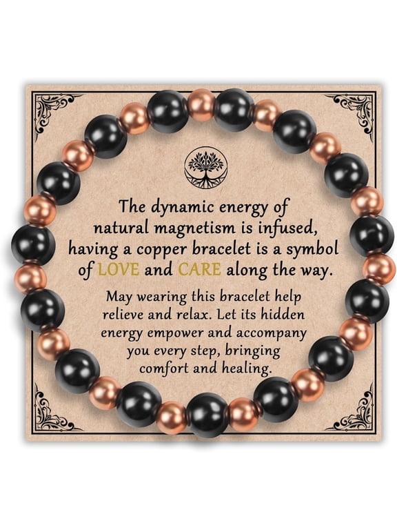 Copper Bracelets for Women Magnetic Bracelet, Copper Jewelry with 3800 Gauss Magnets, Birthday Gifts for Her Stretch Bead Braclets Pulseras Para Mujer