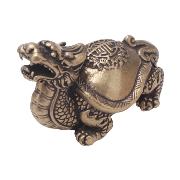 Copper Brass Dragon Turtle Small Fengshui Statue Ornament Chinese TAPDRA Spare Part