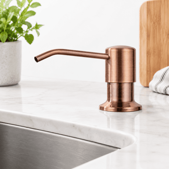 Copper Bronze Built-In Stainless Steel Pump Soap Dispenser 17 Oz Countertop Kitchen Sink
