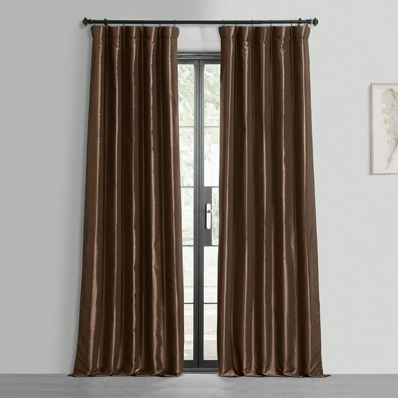 Copper Brown Blackout Faux Silk Taffeta Curtain (1 Panel), Copper Brown, 50W X 108L
