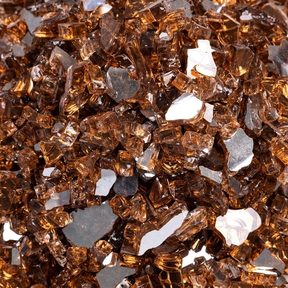 Copper Brown Fire Glass, 1/2 Inch High Luster Reflective Tempered Glass Rocks fo Propane or Natural Gas Fireplace, Fire Pit Glass Rocks, 20 Pounds