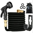 thumbnail image 1 of Copper Bullet Black  Expandable Garden Hose w/10 Pattern Thumb Spray Nozzle  75 FT Lead-Free Ultra-Lightweight Solid Copper Anodized Aluminum Fittings No-Kink, 1 of 8