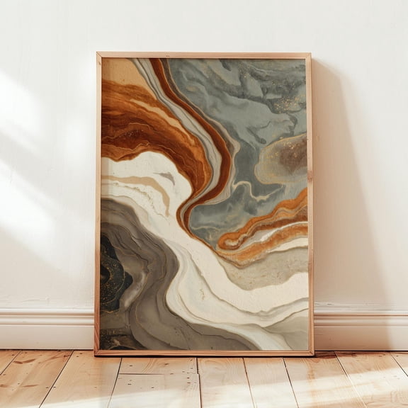 Copper Canyon Earth Tone Marble Wall Art Warm Luxury Home Decor Unframed Paper Print