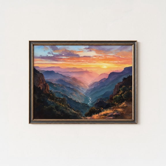 Copper Canyon Sunset Art Print Mexico Mountain Landscape Cozy Home Decor Classic