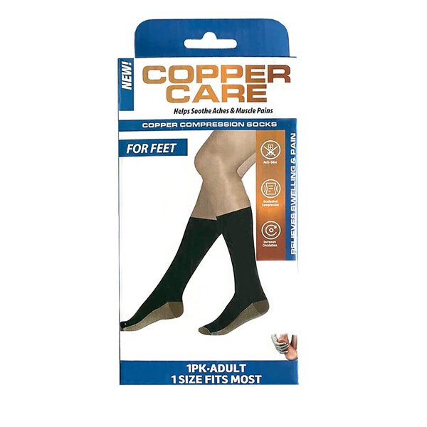 Copper Care Black Compression Socks Adults One Size - Walmart.com