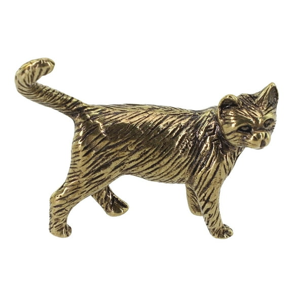 Copper Cat Figurine Brass Cat Ornaments Miniature Home Decor Crafts Tea Pet Creative Cat Decor Ornament Cat Desktop Ornament Pet