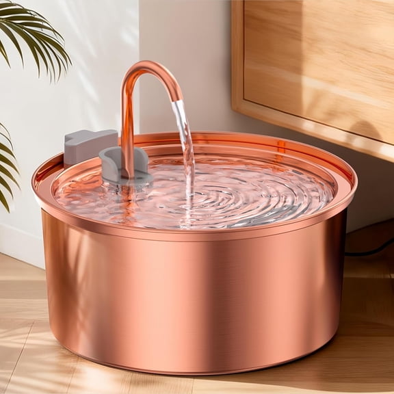 Copper Cat Water Fountain 108 oz 3.2 L Ultra-Quiet Pump 25 dB Multi-Layer Filtration Easy Hand-Wash Design for Cats and Small Dogs