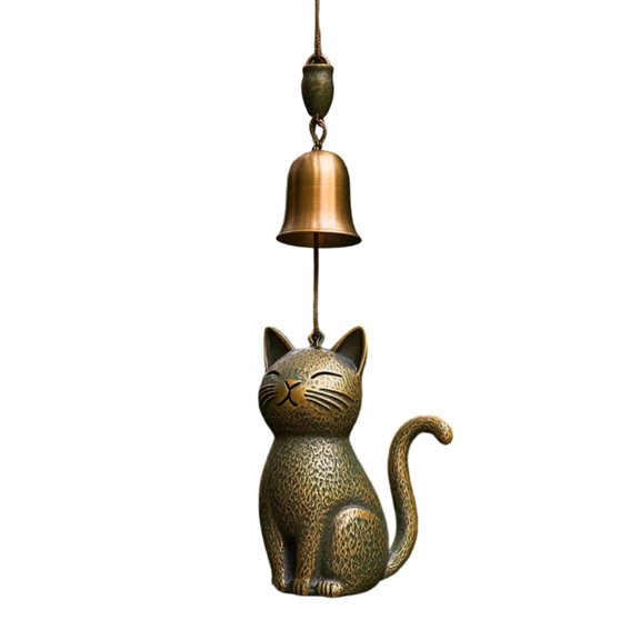 Copper Cats Wind Chimes Car Rearview Hanging Ornament with Bells for Home