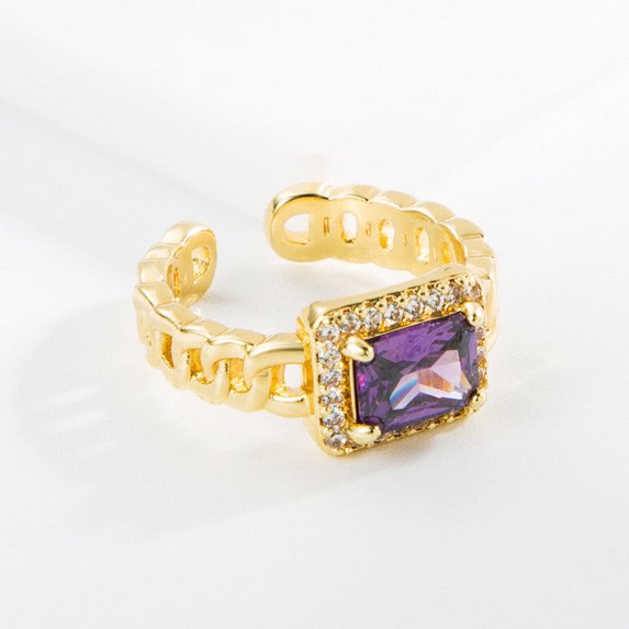 Copper Chain Shaped Ring With Micro Inlaid Zircon Geometric Design For Everyday Wear And Special Occasions Jewelry
