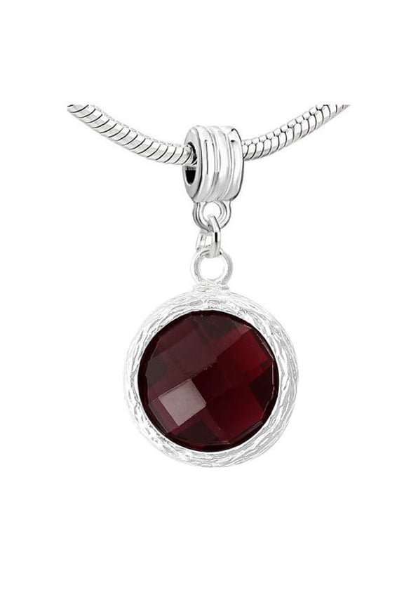 Copper Charm Pendants February Birthstone Round Bright Sparkly Silver Cubic Zirconia Faceted