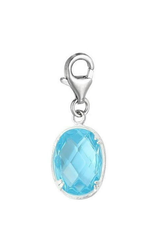 Copper Charm Pendants March Birthstone Triangle Bright Sparkly Silver Cubic Zirconia Faceted