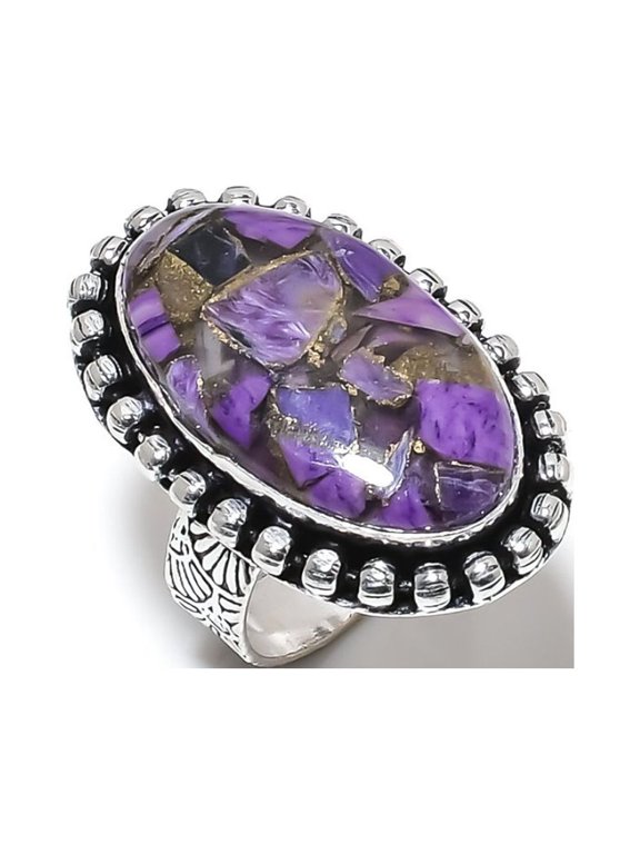 Copper Charoite Gemstone Handmade 925 Sterling Silver Jewelry Ring Size 9
