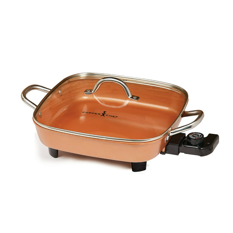 Copper Chef 12 Electric Skillet Steamer Frying Glass Lid as Seen on TV  1200w for sale online