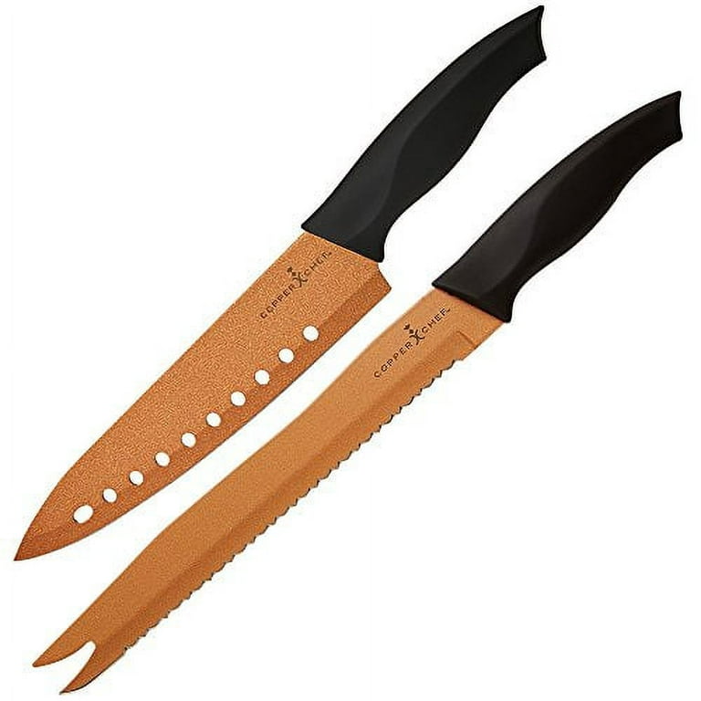 12-Piece Copper-Plated Knife Set with Acrylic Block - Walmart.com