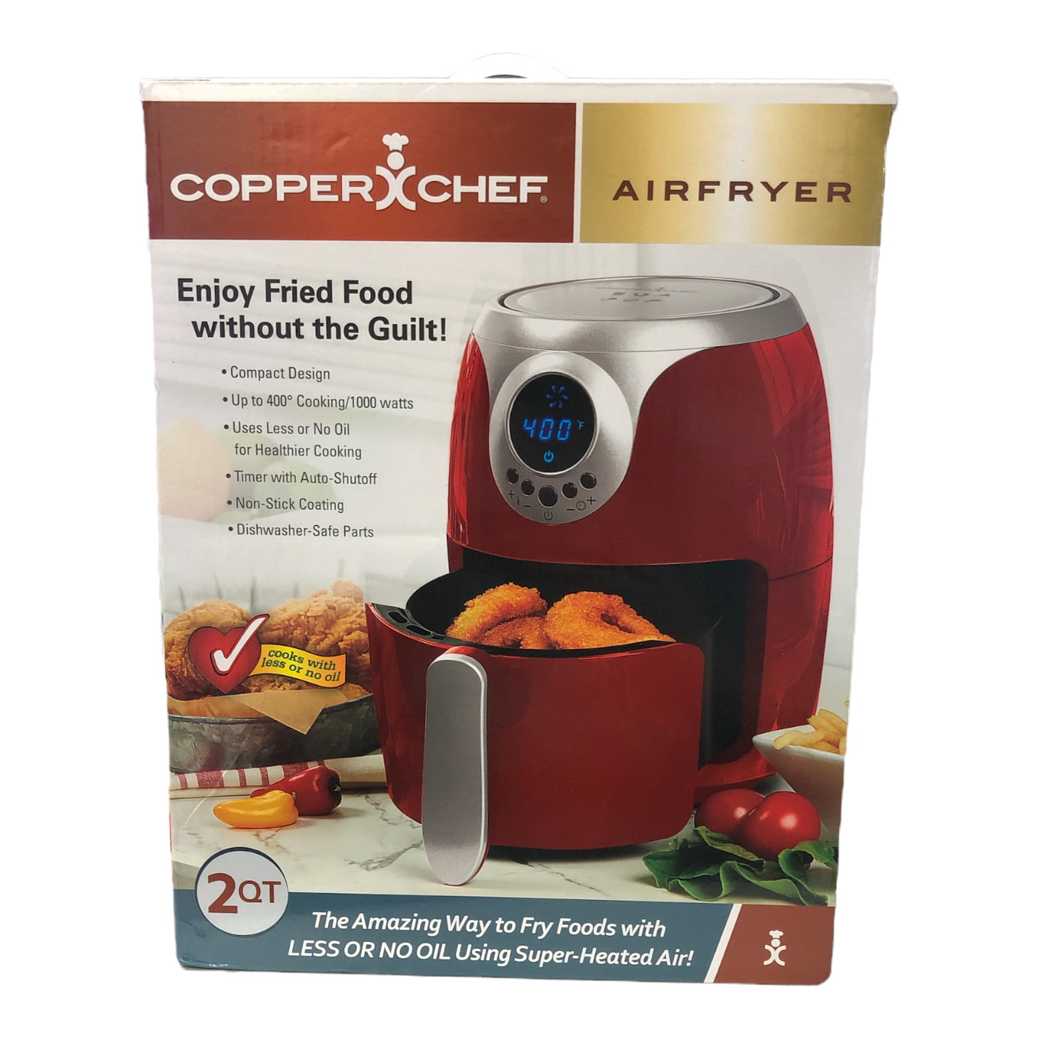 Copper Chef 2 Quart Power AirFryer, Red 