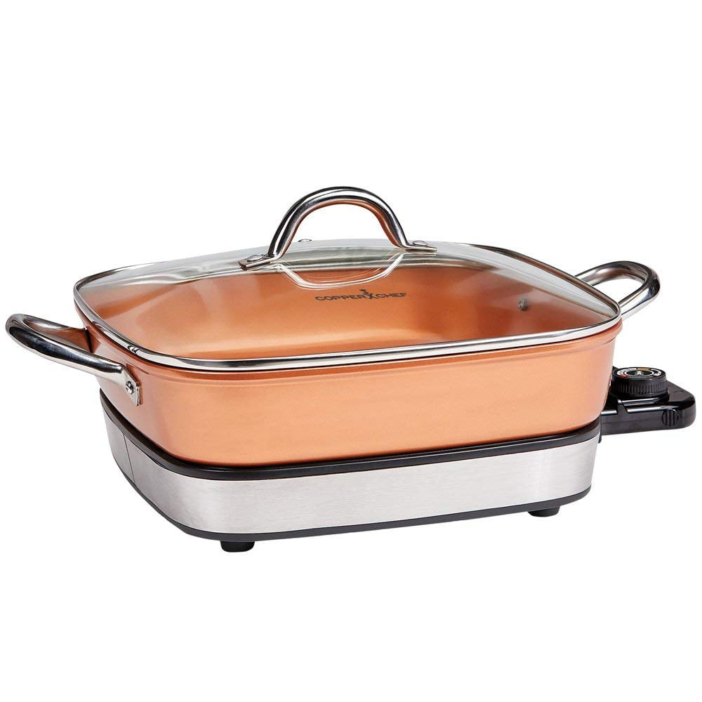 OVENTE 113 Sq. In. Copper Electric Skillet with Nonstick Coating