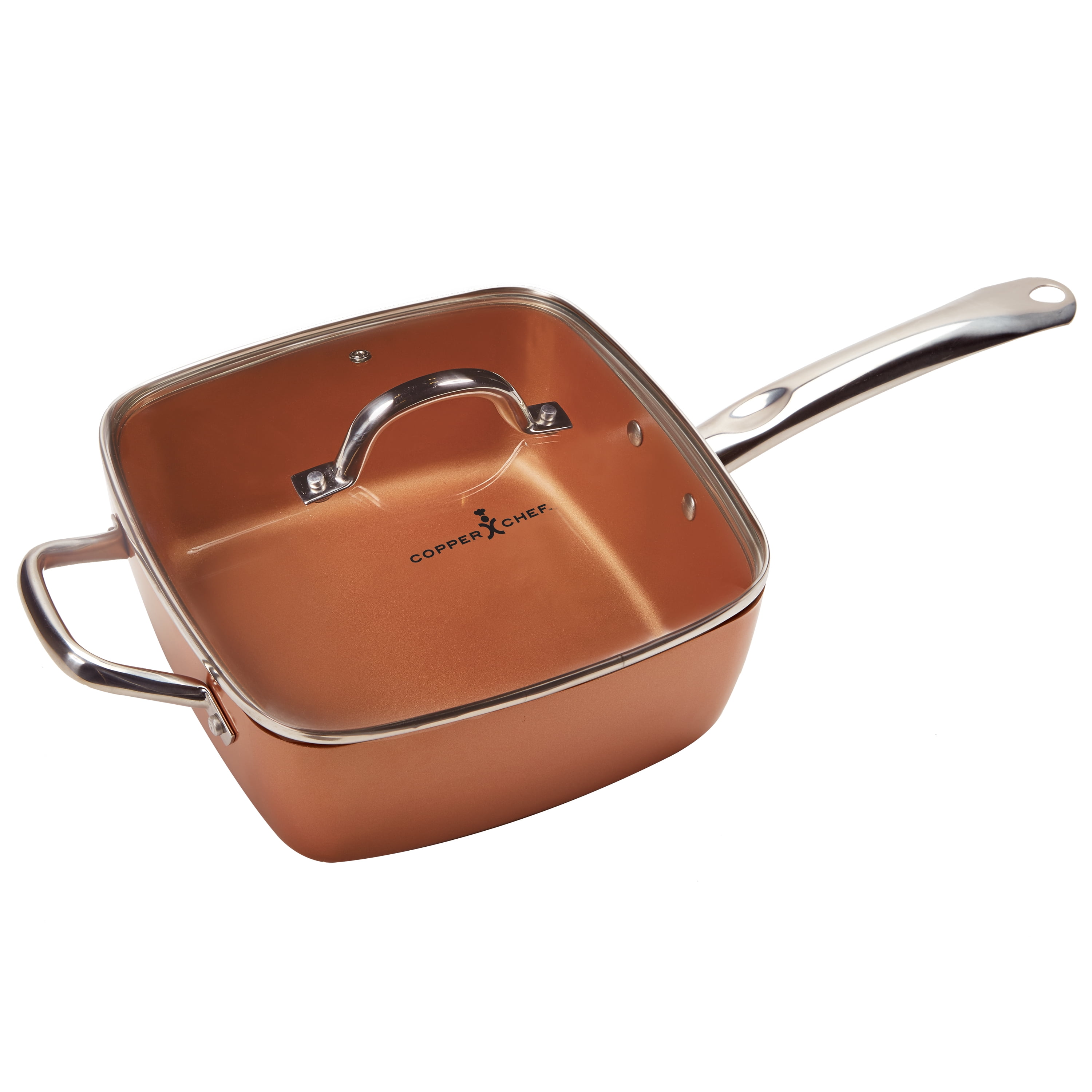 As Seen on TV 9.5 Copper Chef Black Diamond Square Pan with Lid 
