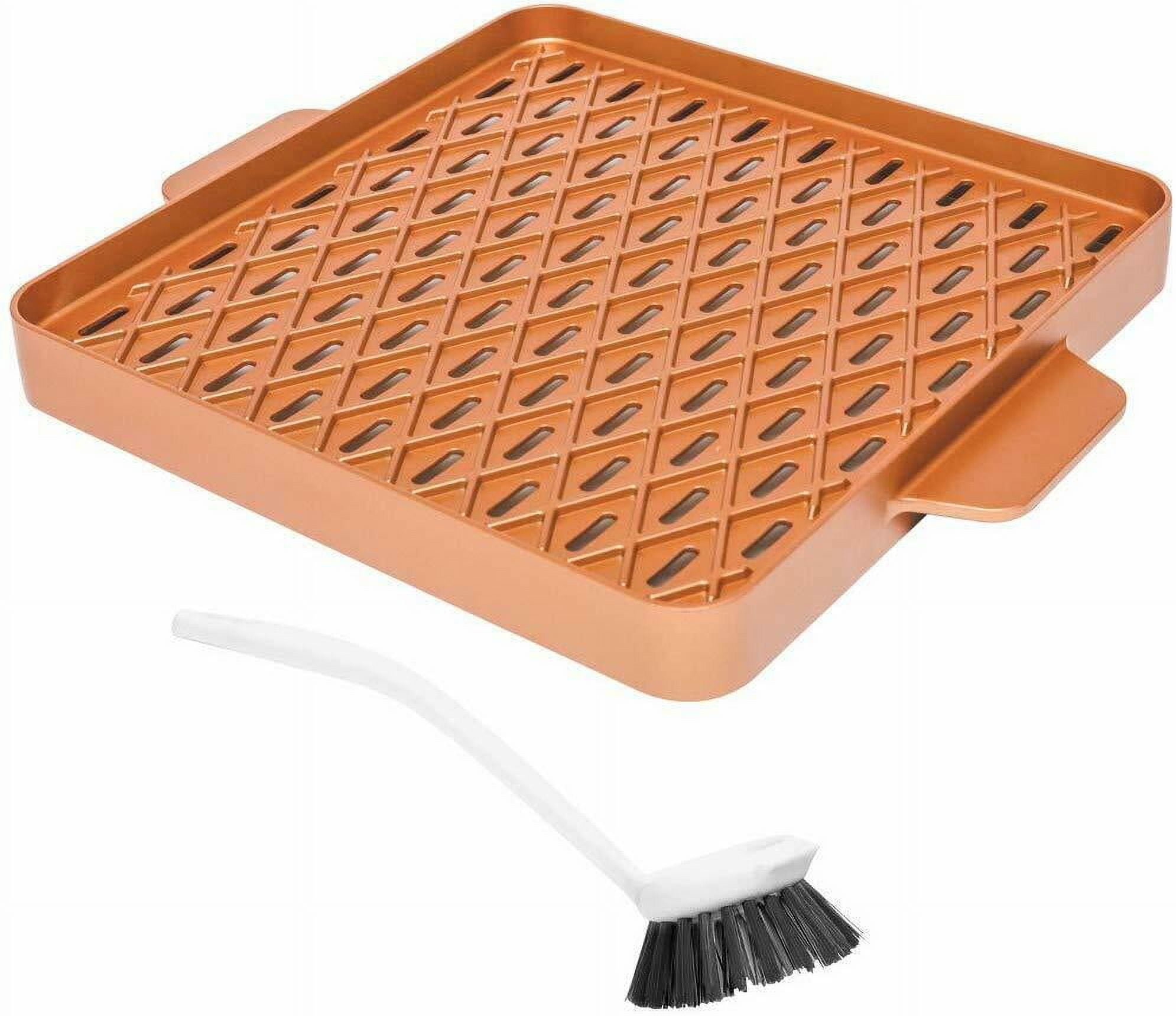 FELAMP 11 Inch Copper Grill Pan Non-Stick Square Griddle Pan with Stainless  Steel Handle Dishwasher Safe Oven Safe suitable for gas cooke