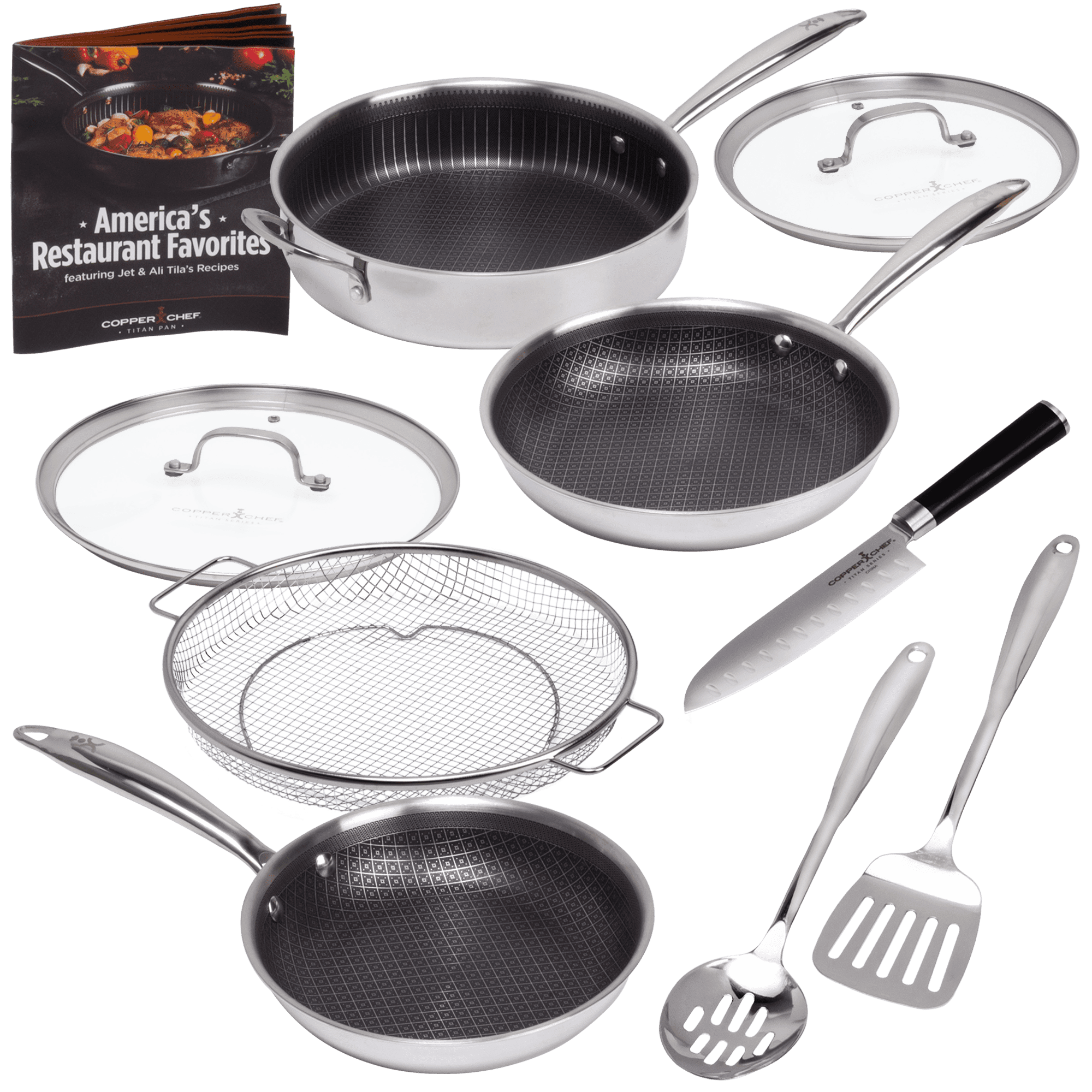 Copper Chef Titan Tri Ply 10 Piece Stainless Steel Cookware Set With Non Stick 3d Matrix 3250