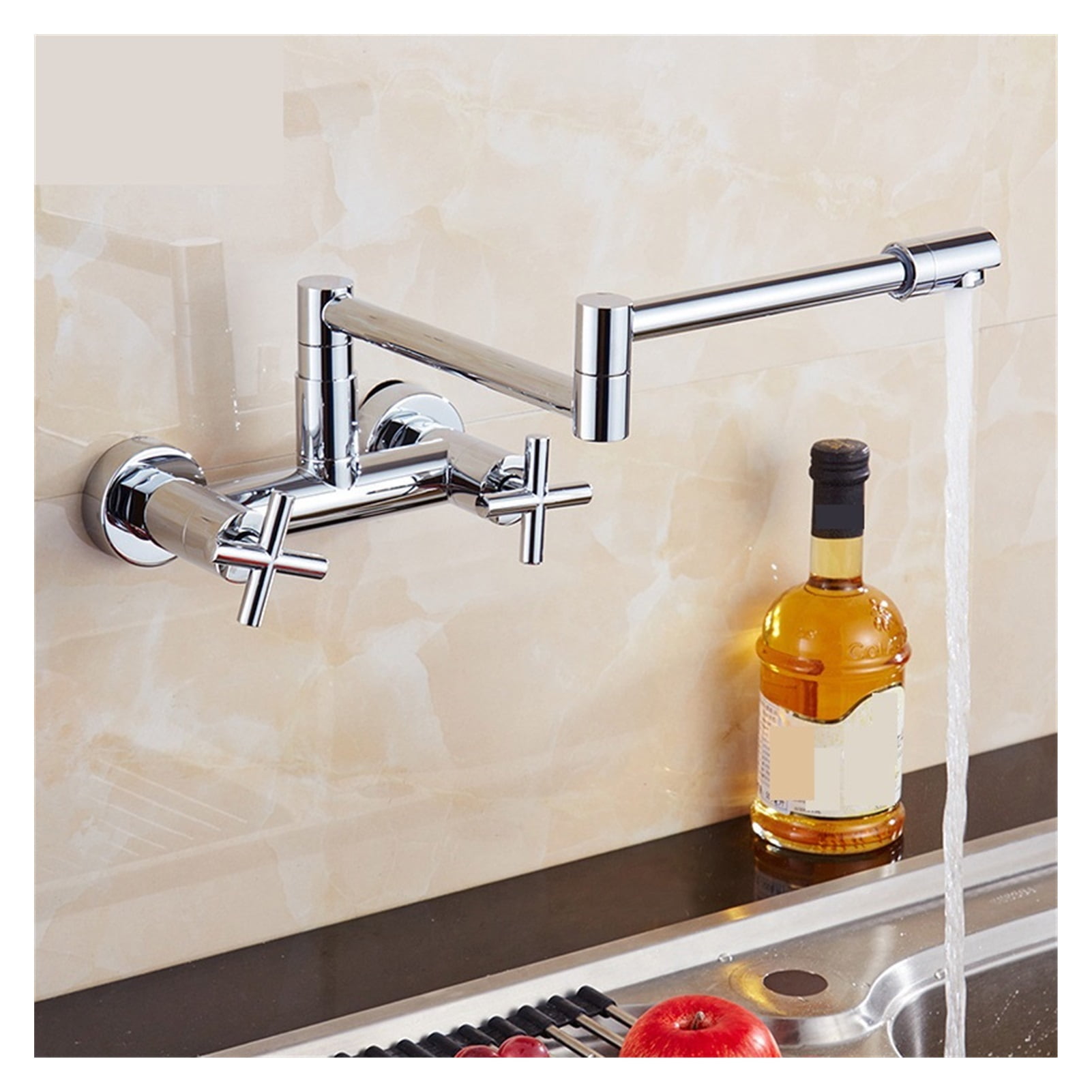 Copper Chrome-plated Folding Into The Wall Kitchen Faucet Universal Swivel Hot And Cold Vegetable Basin Faucet Sink Bathtub Faucet