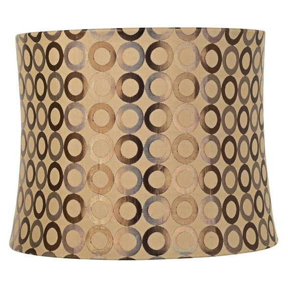 Copper Circles Medium Drum Lamp Shade 13" Top x 14" Bottom x 11" High (Spider) Replacement with Harp and Finial - CintBllTer