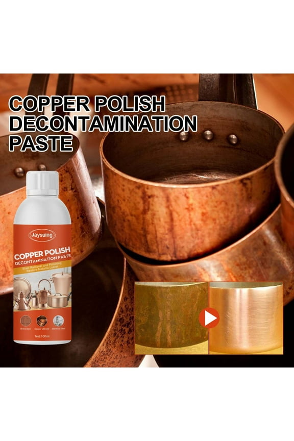 Copper Cleaner Tarnish Remover Rust Remover, Copper Polish Brightener Oxidized Scale Patina Remover Brass Cleaner, Fast & Long-Lasting Formula without Scratching 100Ml