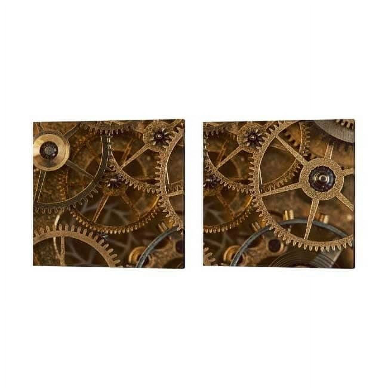 Copper Cogs Close Up by Tom Quartermaine Canvas Art Set of 2 14 inch X ...