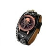 thumbnail image 1 of Copper Color Skull Head 7 Pointed Star Wide Band Gothic Biker Glow in Dark Hands  Watch-351, 1 of 4