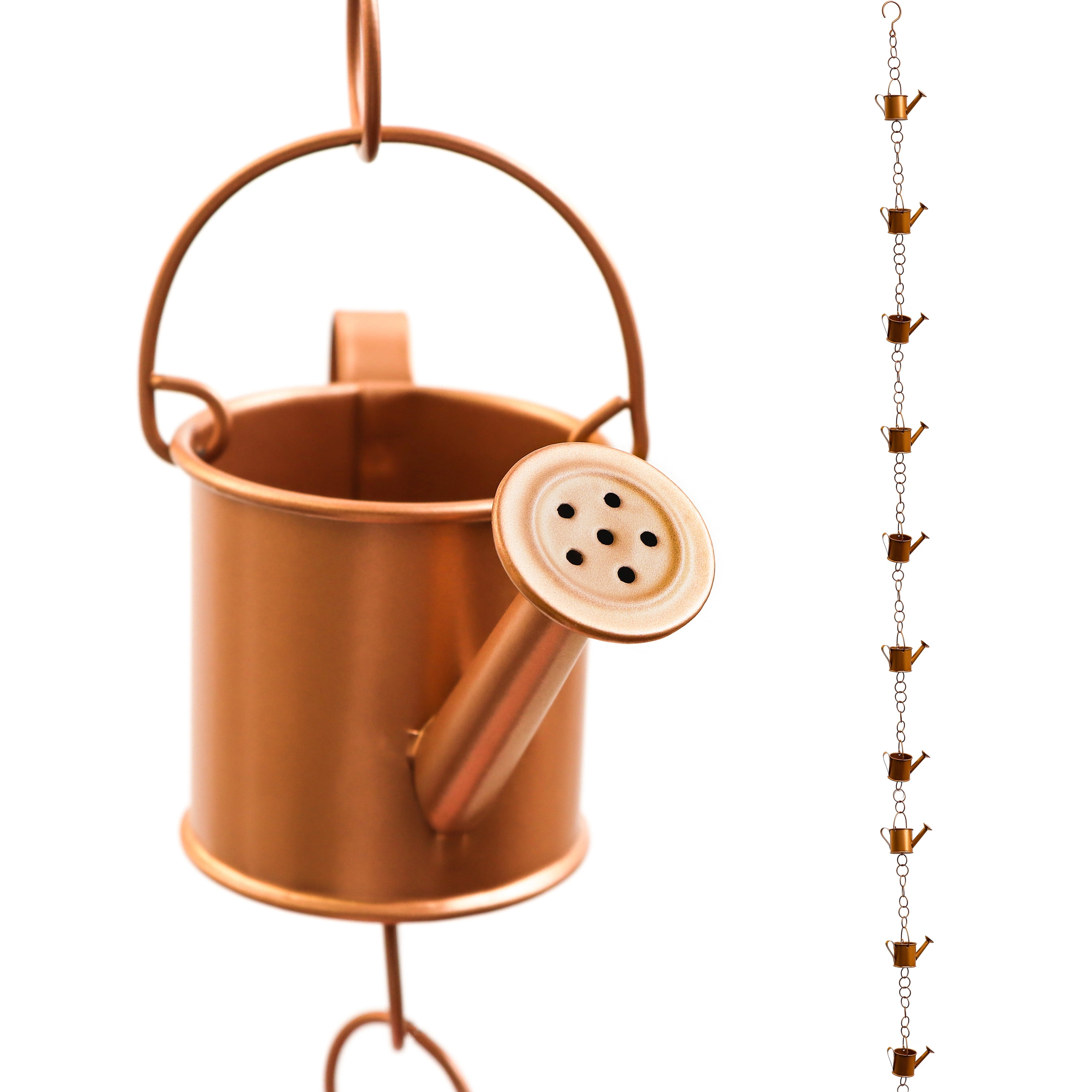 Copper Colored Watering Can Rain Chain for Gutters & Downspouts