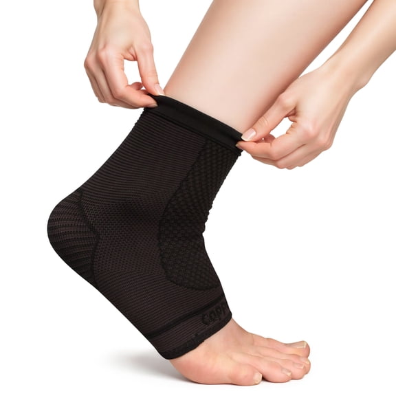 Copper D Compression Ankle Sleeve for Joint Sprain Relief - Bamboo Rayon - Black - Small/Medium - 2 Sleeves