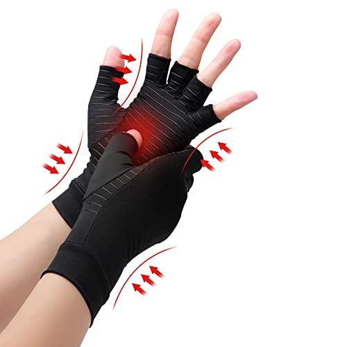 Copper Compression Arthritis Gloves,Best Copper Infused Glove for Women and Men,Fingerless Arthritis Gloves,Pain Relief and Healing for Arthritis,Carpal Tunnel,1 Pair