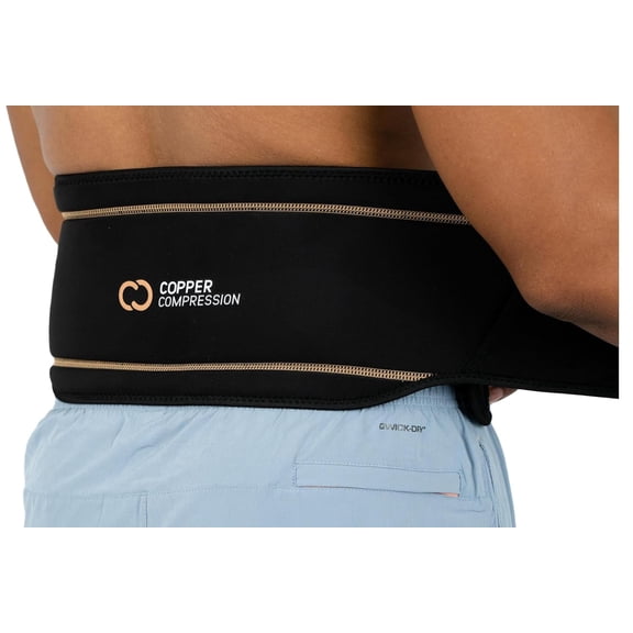 Copper Compression Back Brace. Copper Infused Lumbar Support for Lower Back Relief, Sciatica, Herniated Disc, Scoliosis, Pain & Strains. Adjustable & Breathable. Fits Men & Women (Waist 28" - 34")