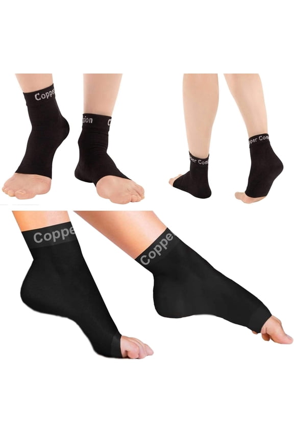 Foot Sleeves - Plantar Fasciitis, Achilles, Ankle Support Brace Socks - Day / Night Relief from Heel Spurs, Arch Pain, Swelling, Soccer Injuries, Golf, Running - 1 Pair Black - XL
