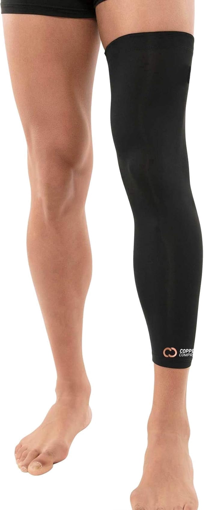 Copper Compression Leg Compression Sleeve - Copper Infused Knee Stabilizer Brace for Running, Meniscus Tear, ACL, MCL, Arthritis, Joint Pain Relief - Thigh & Calf Support for Men & Women - Black - S
